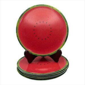 Watermelon Melamine Appetizer Plates 7 3/4" Salad Snacks Dessert Set 6